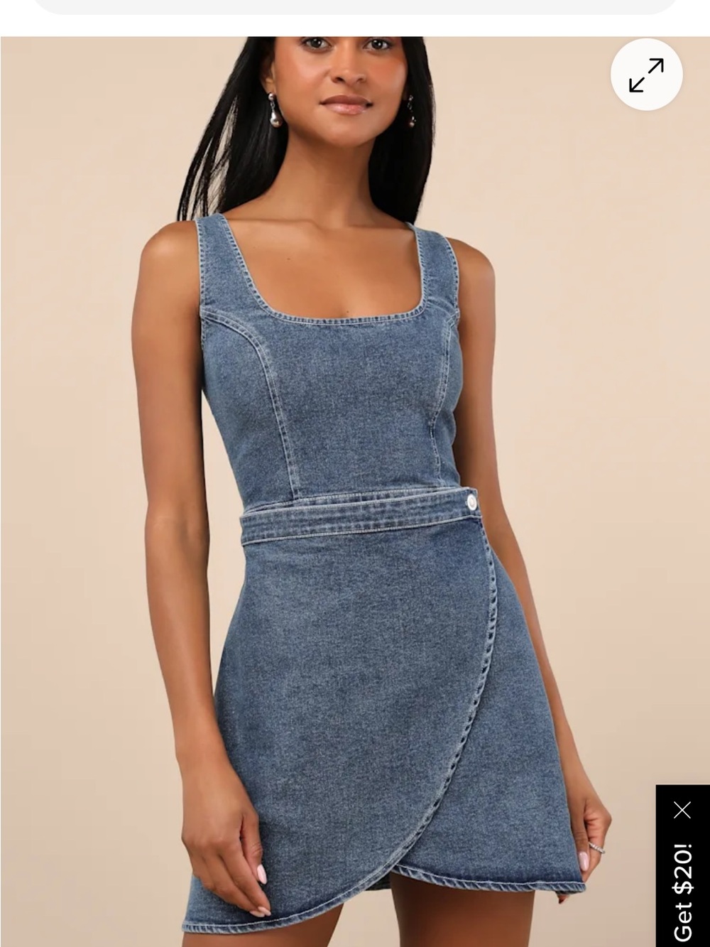 Lulu's Washed Blue Denim Wrap Mini Dress